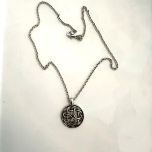 PAJ 925 Sterling Silver Celtic Round Knot Pendant Necklace Chain Unisex Jewelry